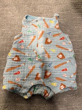 aden + anais Light Blue Baseball Print One-Piece
